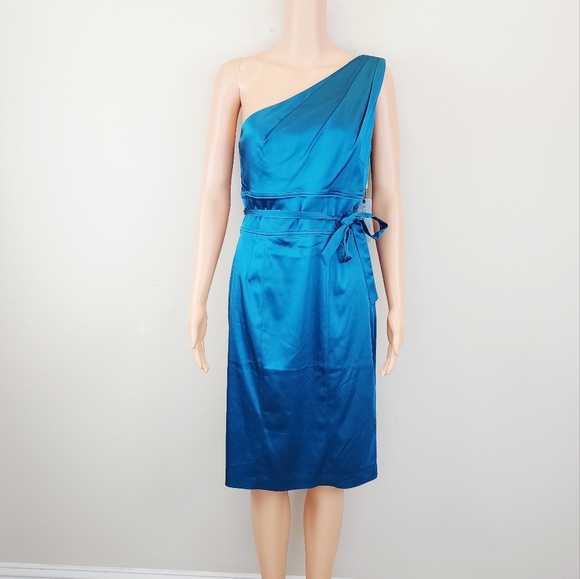 Calvin Klein Teal One Shoulder Dress - Picture 1 of 10